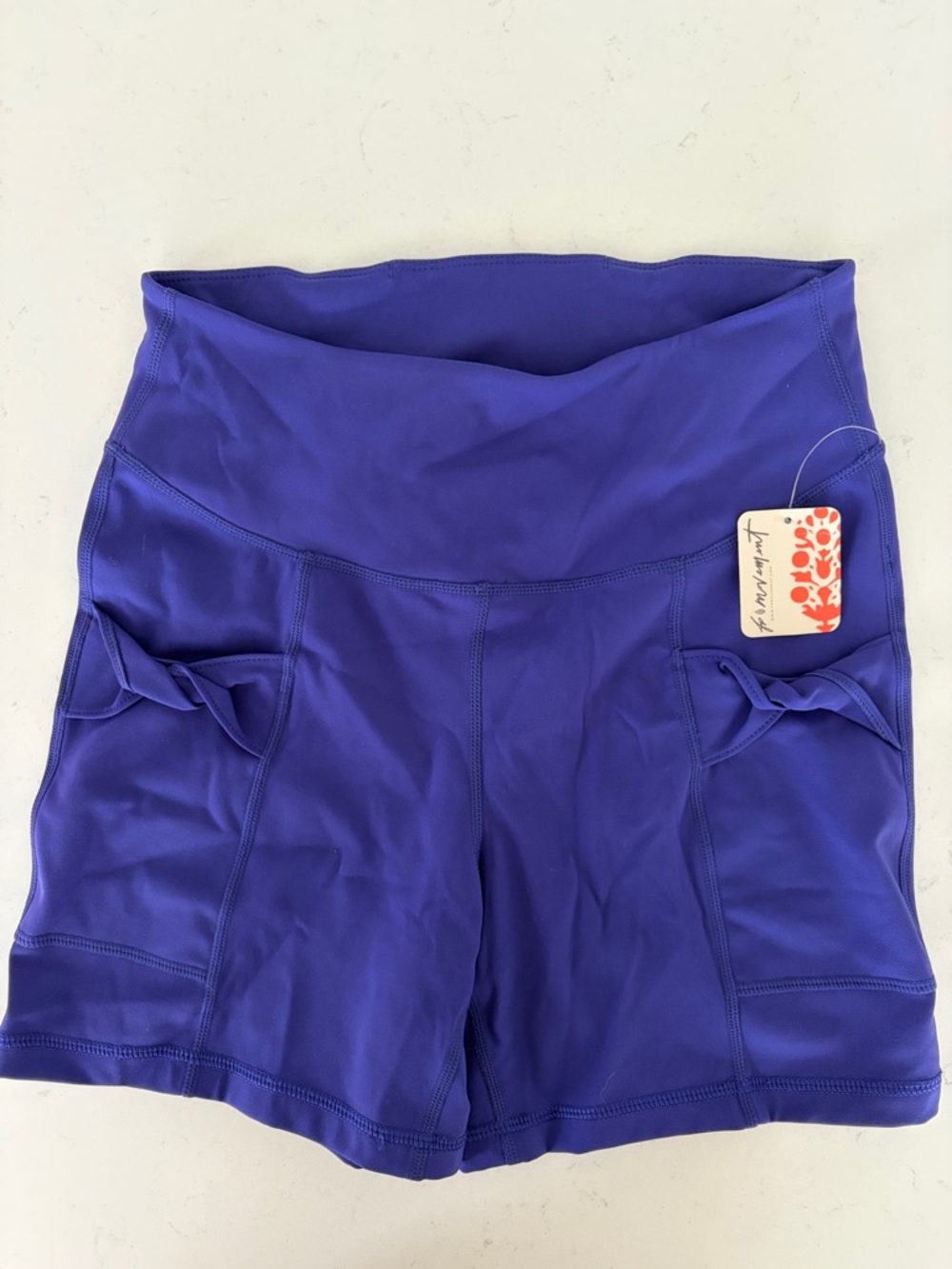 NWT Free People Movement High-Waist Shorts with Side Pockets in Ink Blue